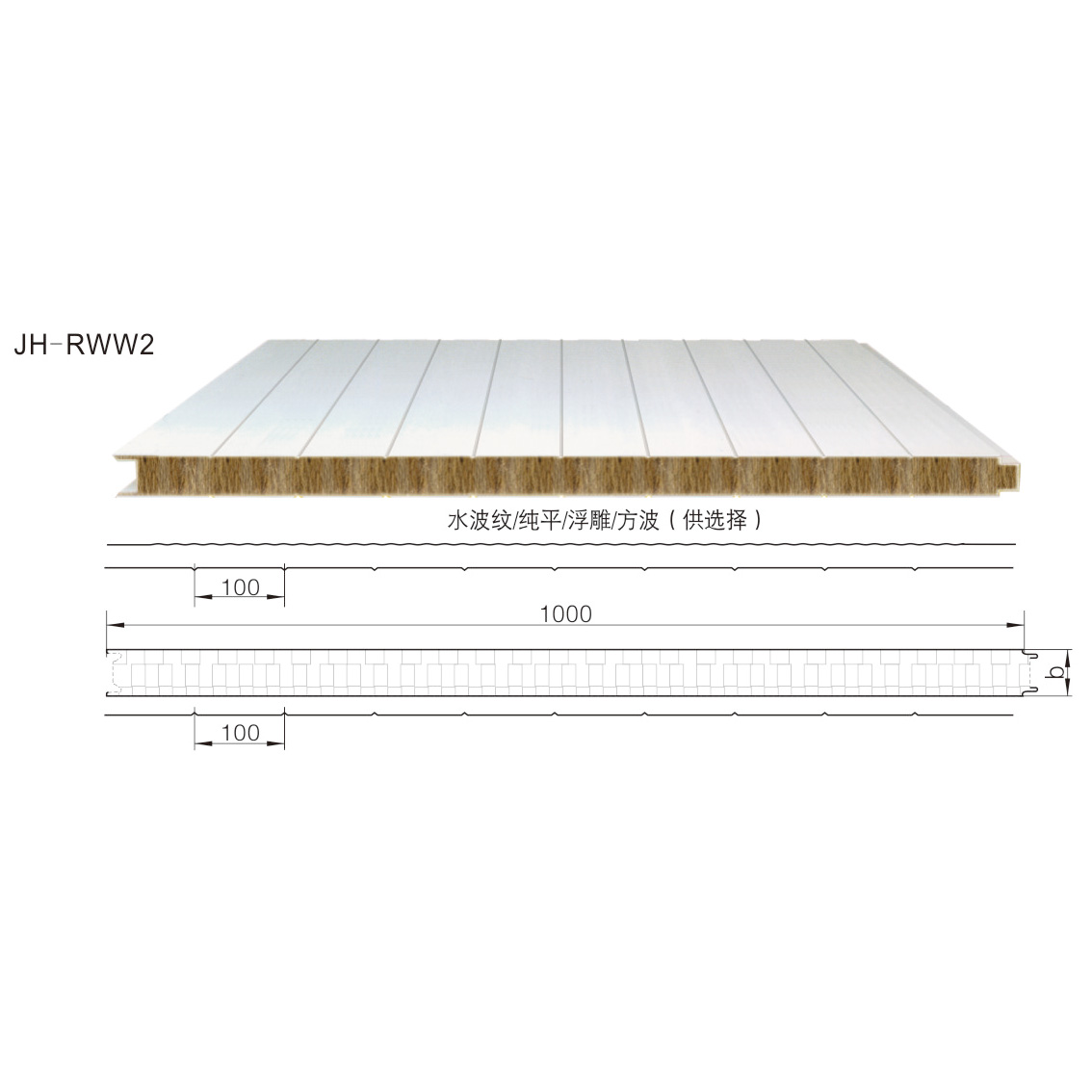 純巖棉墻面夾芯板JH-RWW2