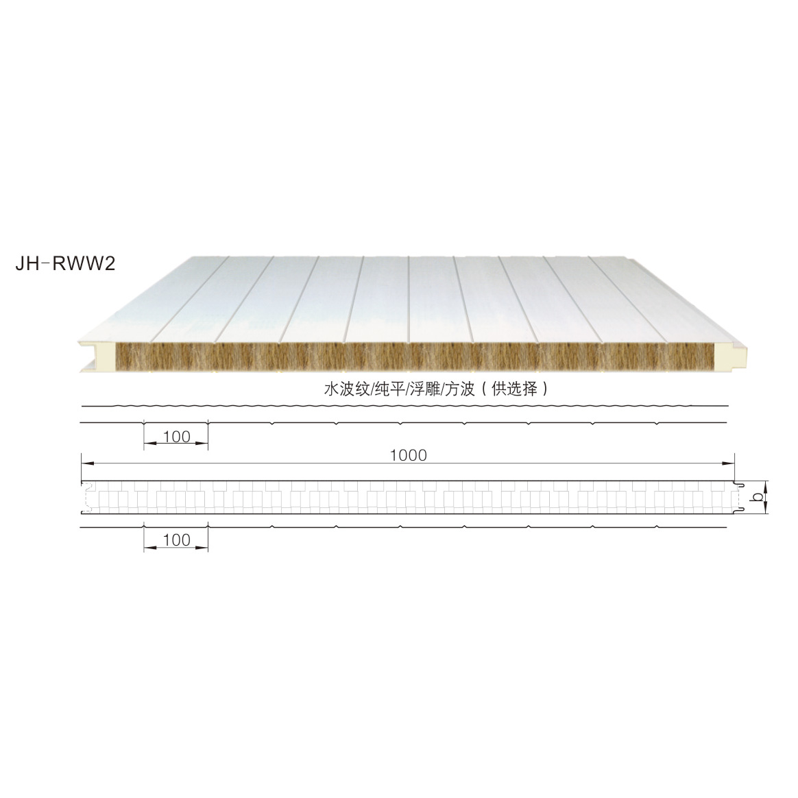 聚氨酯封邊巖棉墻面夾芯板JH-RWW2